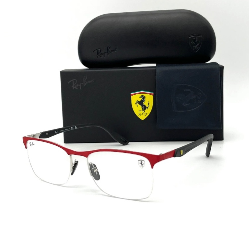 New  - Ray Ban FERRARI RX8416M F045 Matte Red on Silver / Demo Lens  54mm Eyegl…